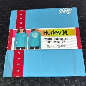 Hurley UPF 50+ Long sleeve swim top,moisture wicking,logo graphic wave/flower